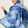 Bamboo Crinkle Shawl with Nilufer Pattern Navy Blue - Image 2