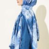 Bamboo Crinkle Shawl with Nilufer Pattern Navy Blue - Image 3