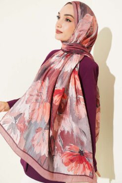 Alternative view of Bamboo Crinkle Shawl with Nilufer Pattern Mink