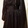 Shoulder Floral Stone Evening Dress Dark Brown - immagine 4