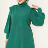 Button Shoulder Knit Dress Green - immagine 2