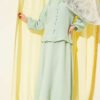 Ruffled Shoulder Muslin Skirt Two-Piece Set Aqua Green