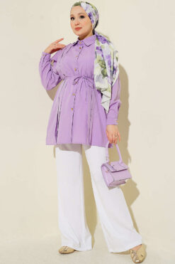 Alternative view of Ruffled Shoulder Belted Shirt Lilac