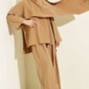 Shoulder Cape Detailed Modal Two-Piece Set Leaf Green