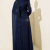 Shoulder Cape Embellished Evening Dress Navy Blue – Image 3