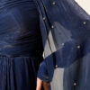 Shoulder Cape Embellished Evening Dress Navy Blue – Image 4