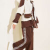 Two-Piece Set with Shoulder Stripe Brown
