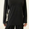 Shoulder Padded Waist-Drawstring Synthetic Two-Piece Set Anthracite - immagine 4