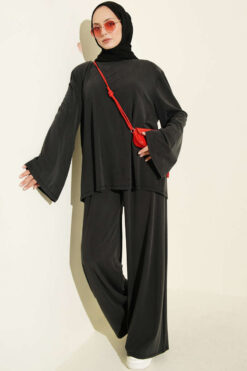 Shoulder Raglan Loose Fit Two-Piece Set Anthracite