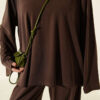 Shoulder Raglan Loose Fit Two-Piece Set Brown - Afbeelding 4