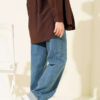 Front Seamed Palazzo Denim Pants Light Blue - الصورة 3