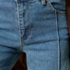 Front Seamed Palazzo Denim Pants Light Blue - الصورة 4