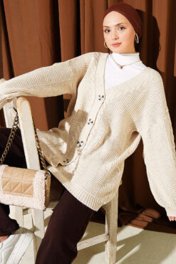 Button-up Knit Cardigan Beige