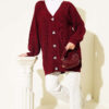 Button-up Knit Cardigan Burgundy - Afbeelding 2