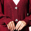 Button-up Knit Cardigan Burgundy - Afbeelding 4