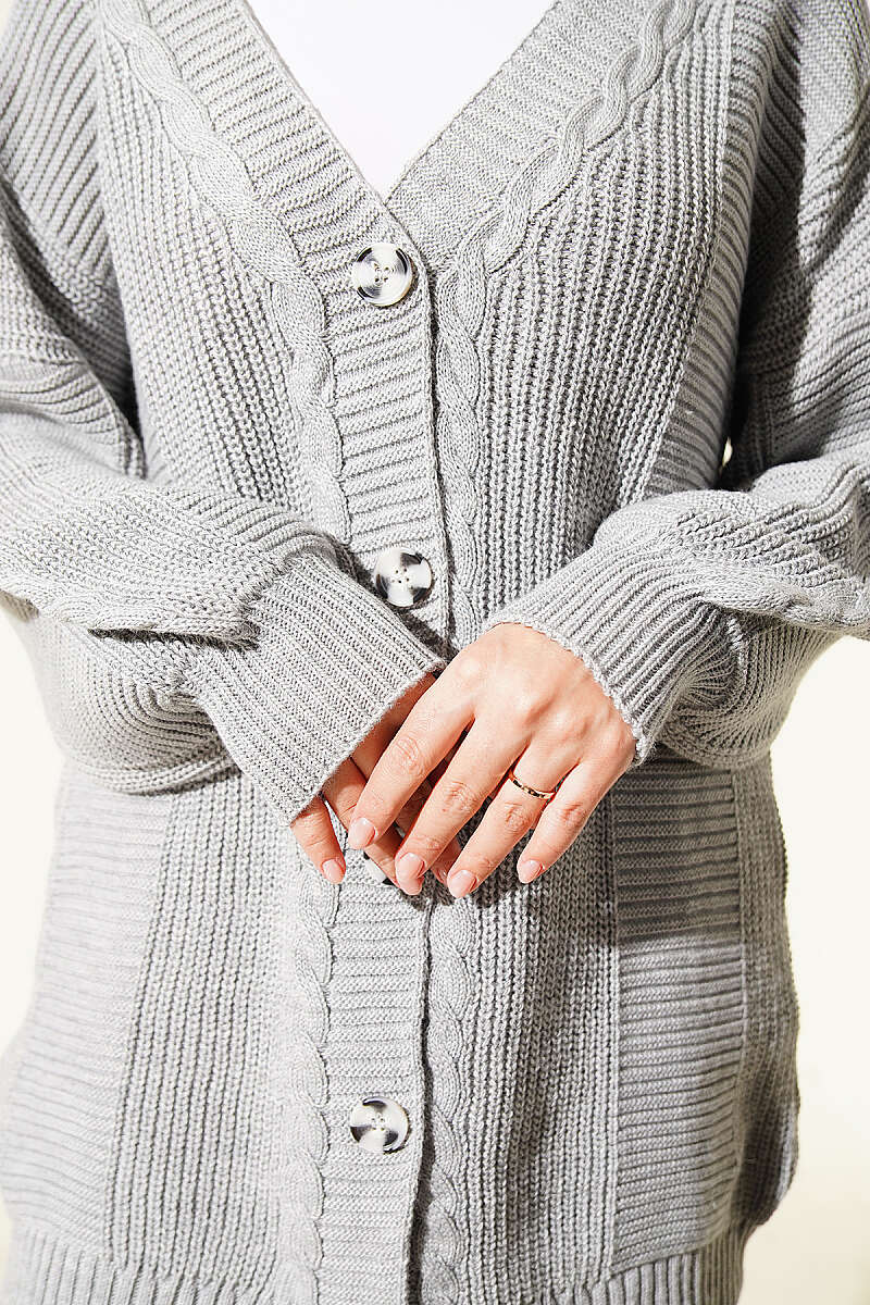 Button-up Knit Cardigan Grey - immagine 4