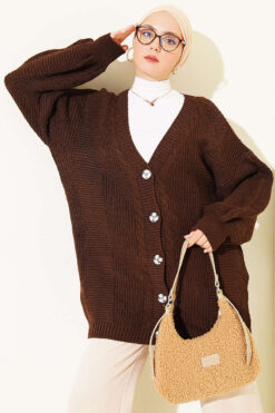 Button-up Knit Cardigan Brown
