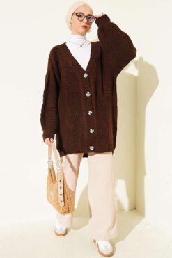 Alternative view of Button-up Knit Cardigan Brown
