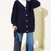 ⁦Button-up Knit Cardigan Navy Blue⁩ - الصورة ⁦2⁩