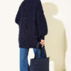 ⁦Button-up Knit Cardigan Navy Blue⁩ - الصورة ⁦3⁩