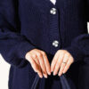⁦Button-up Knit Cardigan Navy Blue⁩ - الصورة ⁦4⁩