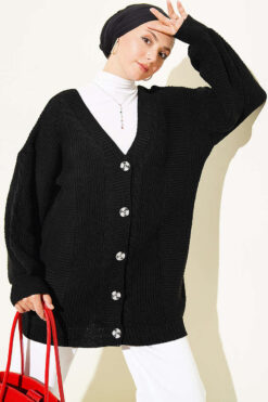 Button-up Knit Cardigan Black