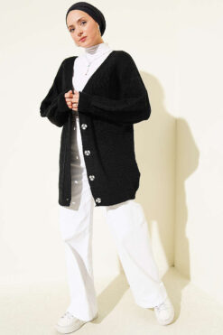 Alternative view of Button-up Knit Cardigan Black