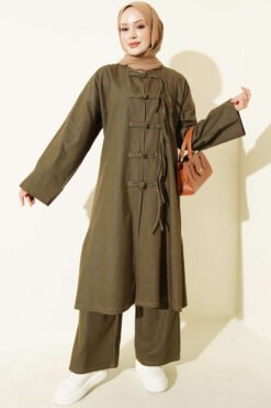 Two-Piece Set with Front Brit Detailing Khaki
