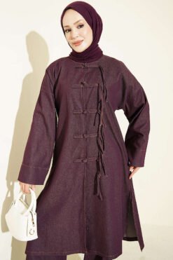 Alternative view of Two-Piece Set with Front Brit Detailing Plum