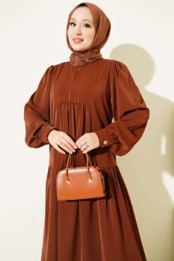 Alternative view of Drawstring Front Zippered Dress Brown