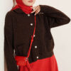 Front-Buttoned Gold-Buttoned Knit Cardigan with Pocket Brown