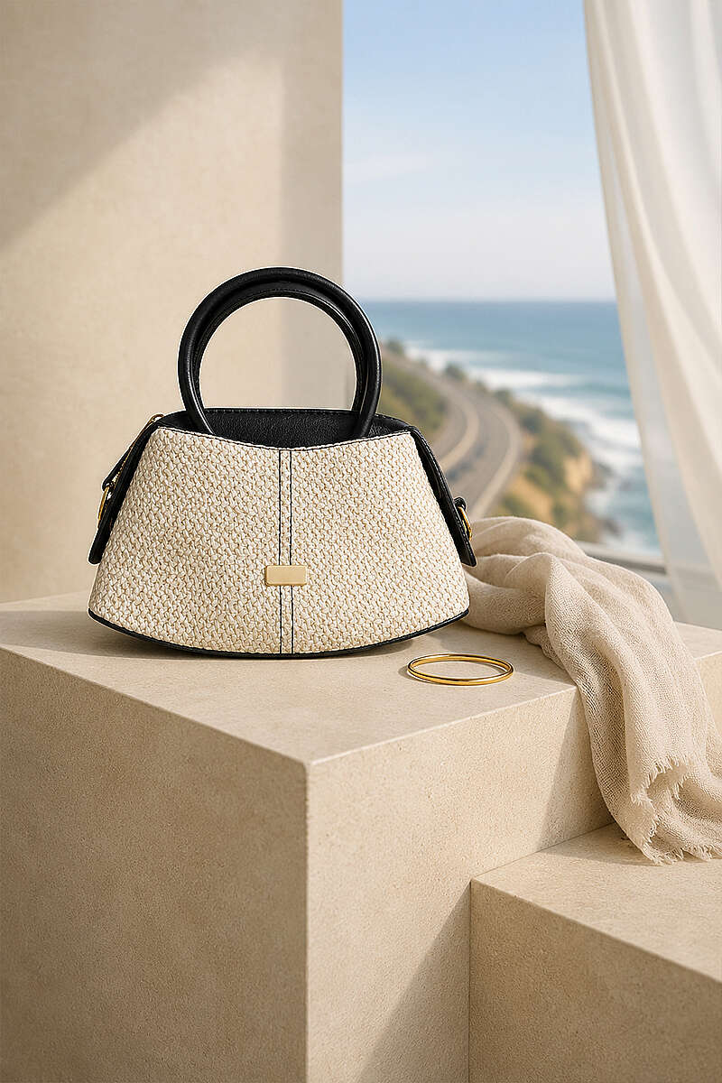 Stitched Front Women's Handbag Beige - Image 3