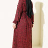 Ruffled Front Detail Checkered Dress Burgundy – Bild 3