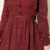 Ruffled Front Detail Checkered Dress Burgundy – Bild 4