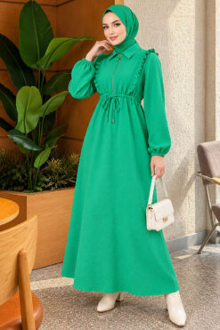 Ruffled Front Zipper Dress Benetton