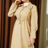 Ruffled Front Zipper Dress Sand Beige - الصورة 2