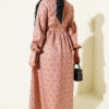 Ruffled Front Leaf Print Dress Beige - Afbeelding 3