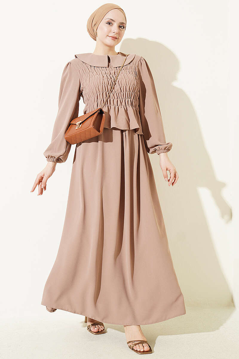 Top Detail Skirt Set Sand Beige