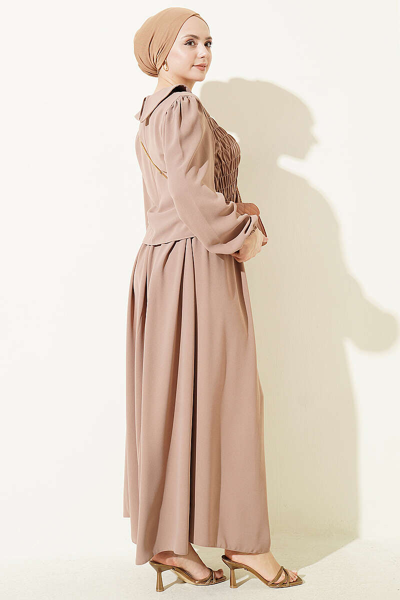 Top Detail Skirt Set Sand Beige - immagine 3