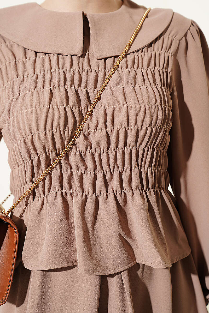 Top Detail Skirt Set Sand Beige - immagine 4
