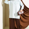 Front-Embellished Rose Appliqué French Terry Tunic Baby Blue - Image 2