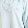 Front-Embellished Rose Appliqué French Terry Tunic Baby Blue - Image 4