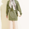 Front-Embellished Rose Appliqué French Terry Tunic Khaki - immagine 3