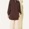 Front-Embellished Rose Appliqué French Terry Tunic Brown - Imagen 3