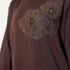 Front-Embellished Rose Appliqué French Terry Tunic Brown - Imagen 4