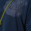 Front-Embellished Rose Appliqué French Terry Tunic Navy Blue - Image 4