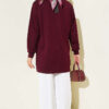 Front-Embellished Rose Appliqué French Terry Tunic Plum – Bild 3