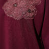 Front-Embellished Rose Appliqué French Terry Tunic Plum – Bild 4