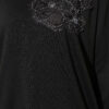 Front-Embellished Rose Appliqué French Terry Tunic Black - Imagen 4
