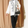 Embroidered Tied Muslin Kimono Ecru - immagine 2